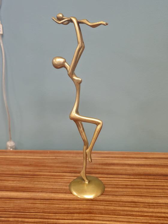 Image 1 of Madre e bambino in ottone vintage, bambina, festa della mamma