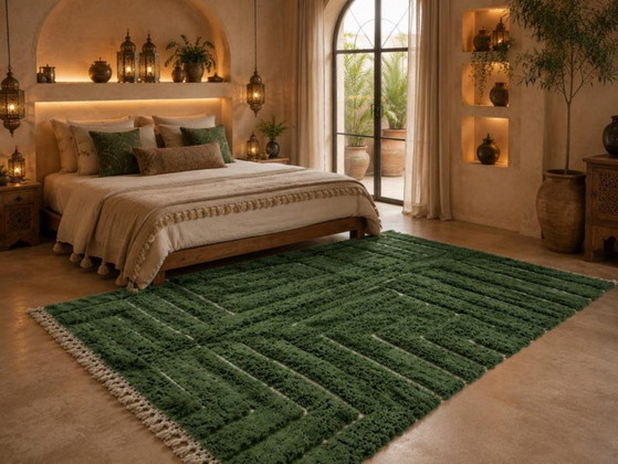 Tapis marocain berbère vert olive 250cmx150cm – Teppiche & Läufer, Cotton (photo 4 of 6)