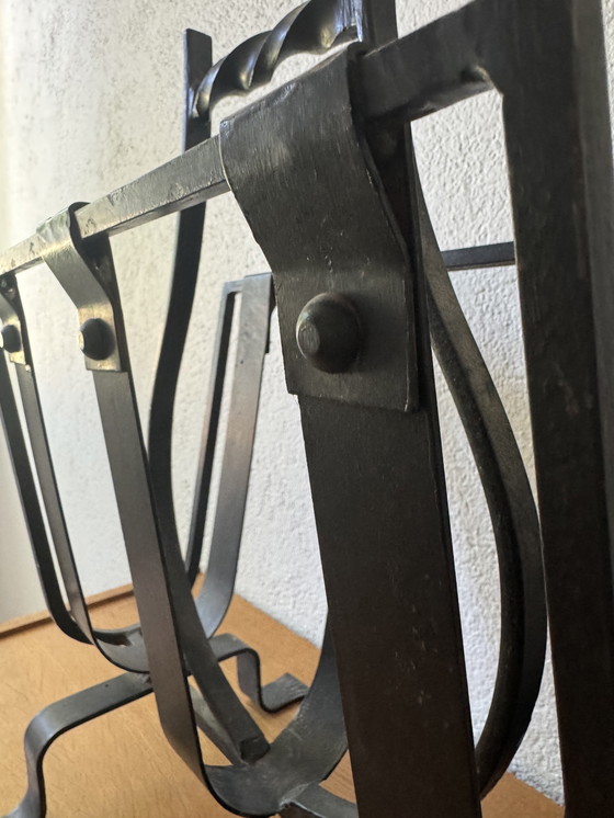 Image 1 of 50s Brutalist wrought-iron magazine rack