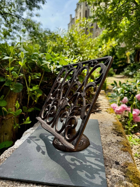 Art Nouveau wrought iron magazine rack lectern (photo 8 of 9)