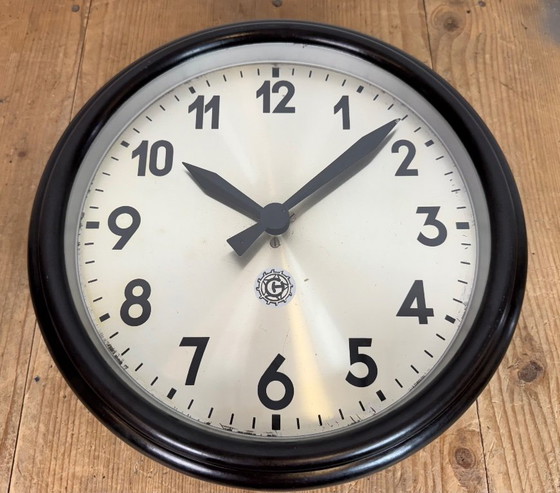 Image 1 of Industrial Brown Bakelite Factory Wall Clock from Chronotechna, 1960s