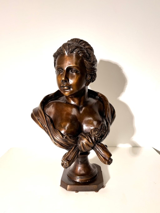 Bronzen buste van een dame – beeldhouwkunst, Wood