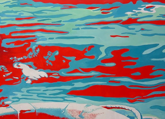 Original Oil Painting Contemporary Art Symbolism Sea Boy Lifebuoy – Paintings & Drawings, Canvas (photo 5 of 7)