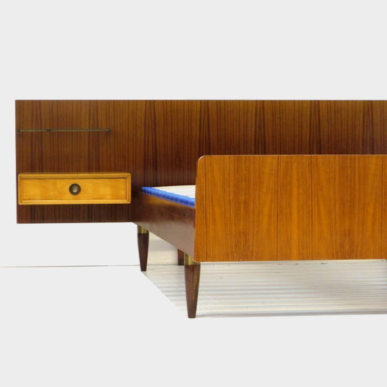 Image 1 of Vintage bed with bedside tables in teak and maple, 1960s