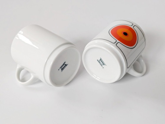 Image 1 of Vintage Thomas Germany “Eclipse” Porcelain Coffee Set, 6 pieces, 1970s Retro Orange Graphic Design