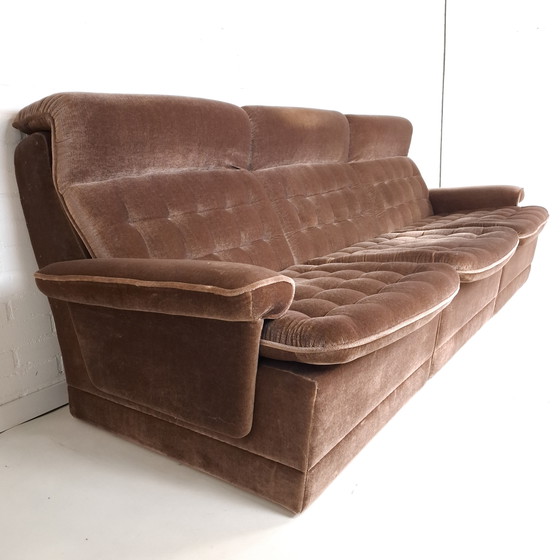 Image 1 of Vintage modular sofa from the 1970s, tufted brown velvet