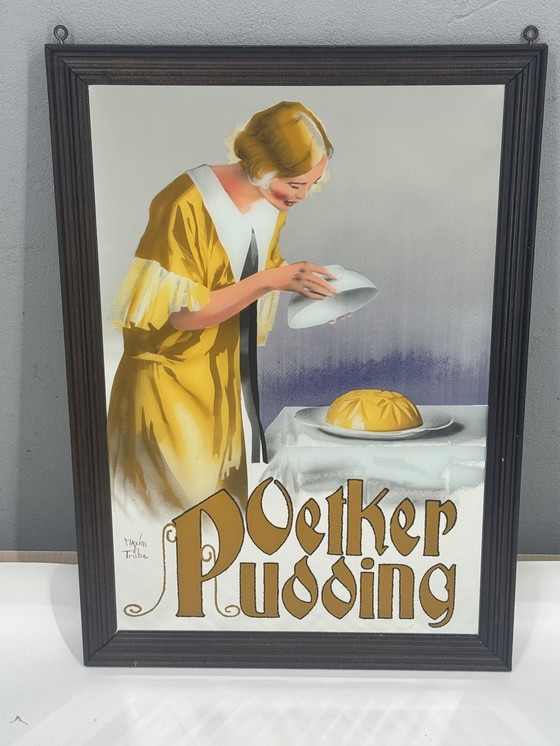 Image 1 of Vintage Oetker Pudding Reclamespiegel – zeldzaam & decoratief