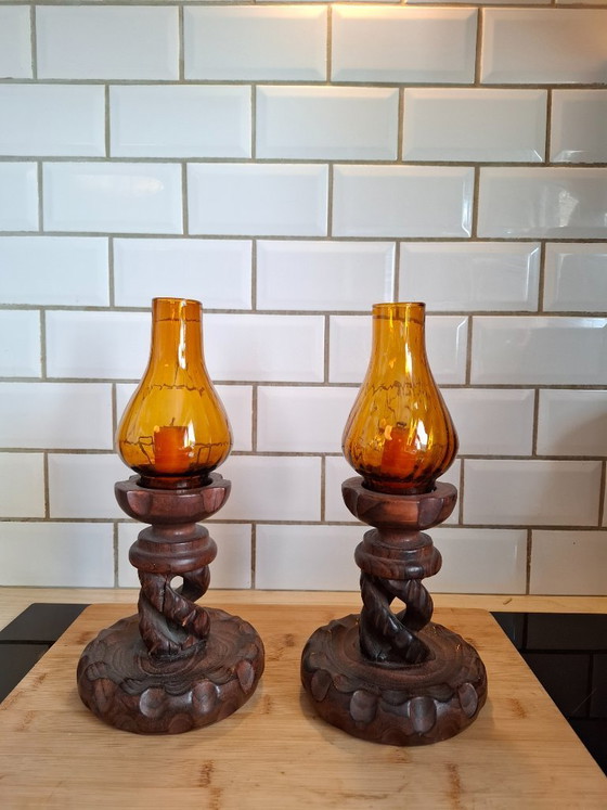 Image 1 of Pair of brutalist candlesticks