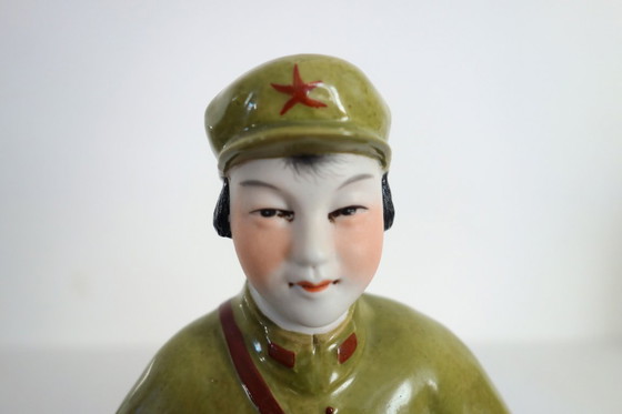Image 1 of Chinese Porcelain Biscuit Soldier Figurine Statue - Cultural Revolution #2