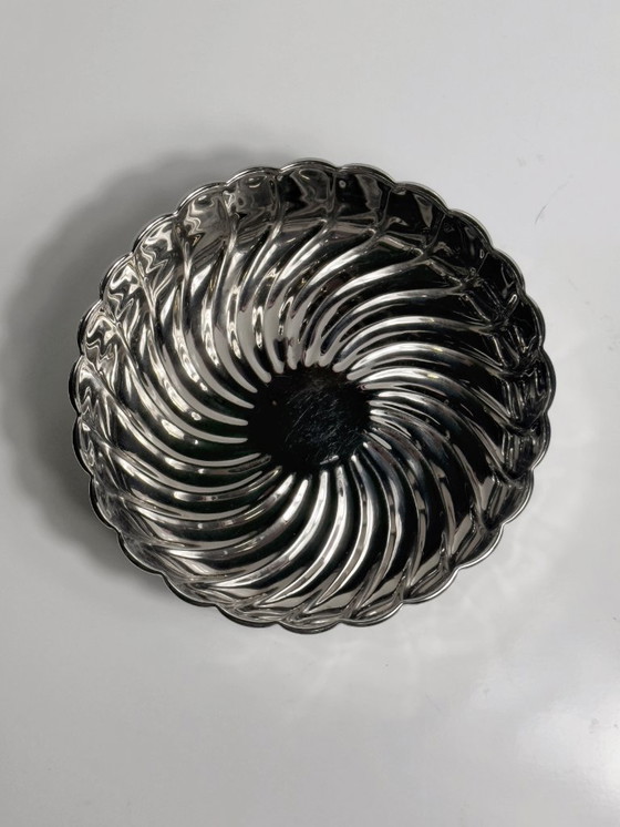 Image 1 of Silver-plated bowl, Italy, round spiral, 80s, Argento silver bowl, vintage
