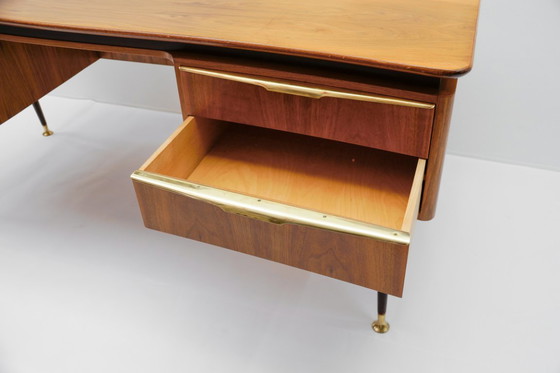 Image 1 of Grande scrivania con dettagli in ottone, Germania anni '50