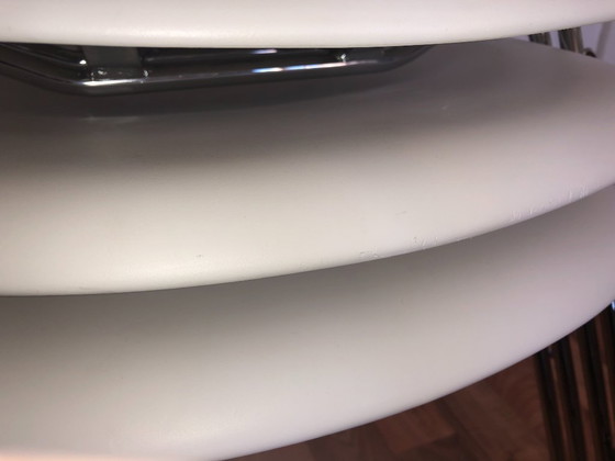 Image 1 of 4x Original Vitra Eames Plastic Side Chair DSS – White – Beautiful Patina