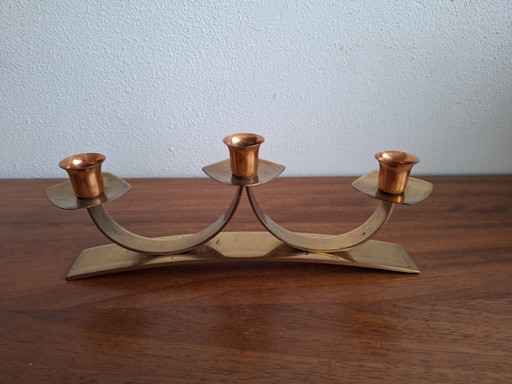Candelabro de cobre y latón vintage