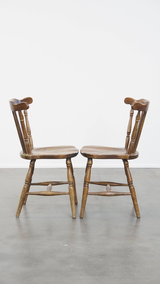 Image 1 of 6 x Antiker holländischer Holzbarhocker