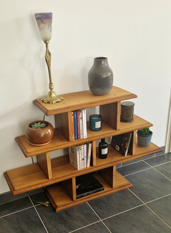 Image 1 of Lage plank in brutalistische stijl - massief eiken - jaren 1940