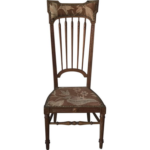 Sedia vintage per bambini in legno e tessuto