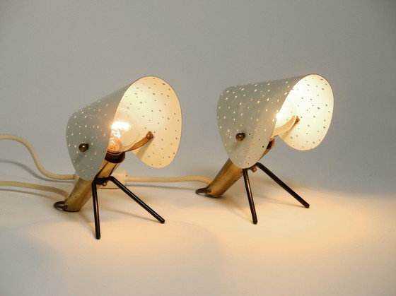 Image 1 of Coppia di splendide lampade da tavolo e da parete in ottone e metallo, in stile Mid-Century Modern, di Ernest Igl per Hillebrand