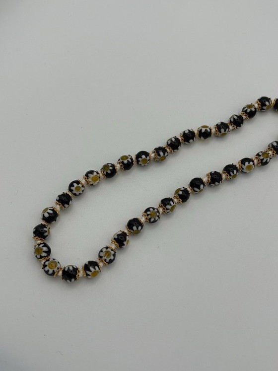 Image 1 of Collares de cristal de Murano negro con millefiori y murrina - 44 cm