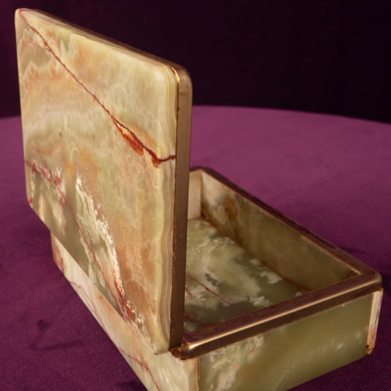 Groene Onyx en Messing Doos met Deksel, Italië 1970 – Decoratieve objecten, Marble, Italian Design (photo 13 of 18)