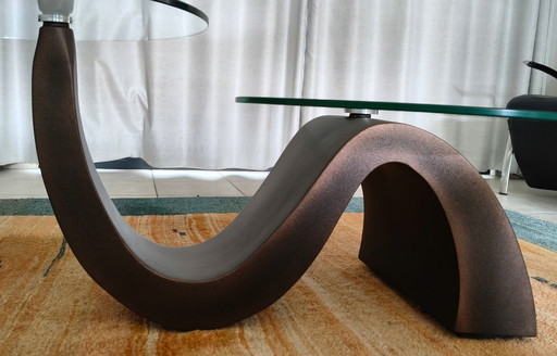 Modern coffee table in metal and glass