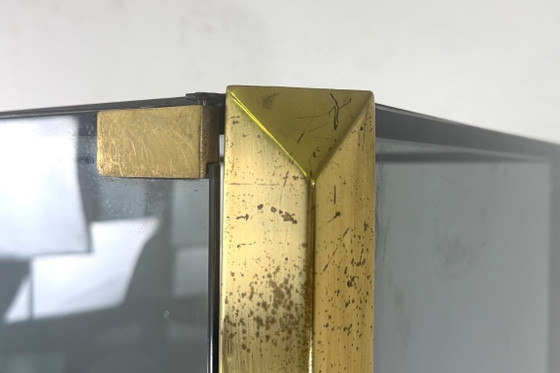 Smoked glass cabinet by Willy Rizzo for Mario Sabot-1970s., Display cabinets, Metal, Grey, Vintage (photo 6 of 8)