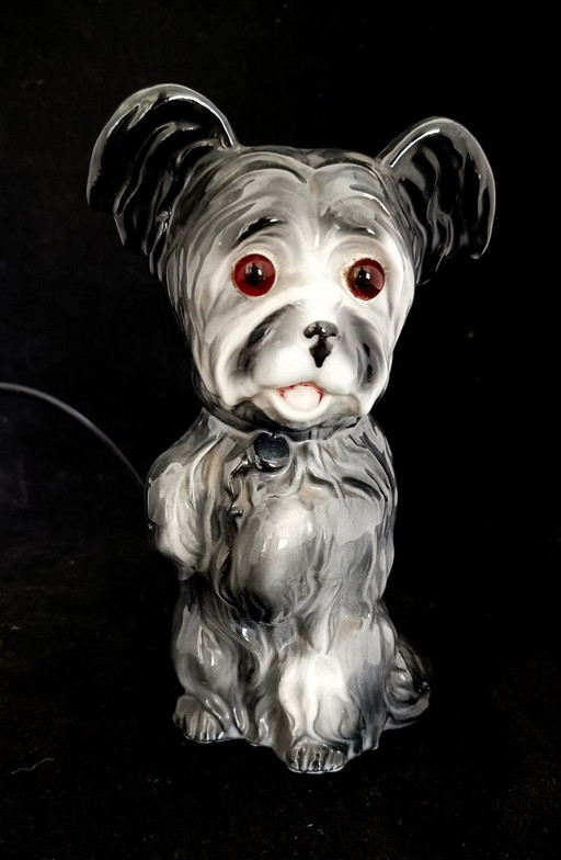 Lampe chien en porcelaine des années 1950