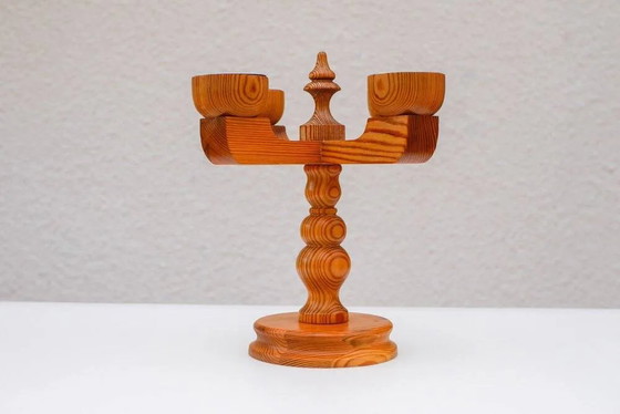 Image 1 of Bougeoir rustique en bois par Jan Johnsson pour Smålandsslöjd, Suède, 1975