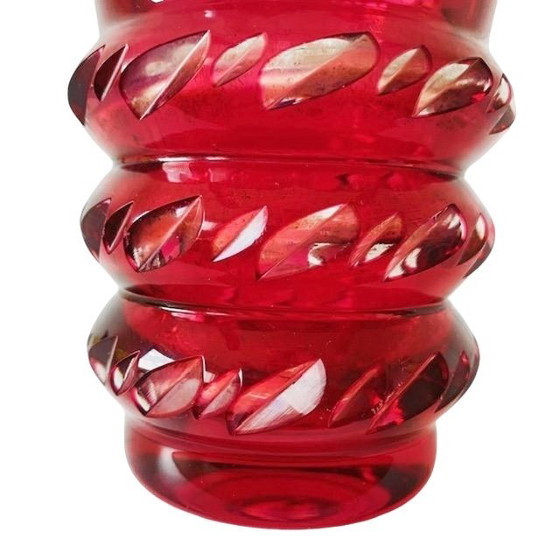 Image 1 of Jarrón de cristal Val Saint Lambert rojo transparente años 50
