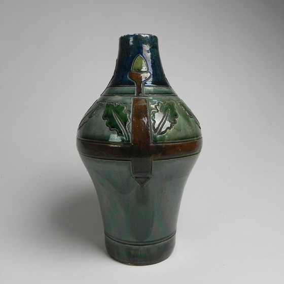 Image 1 of Flemish Art Deco vase with acorn and oak leaf motifs, 1920s