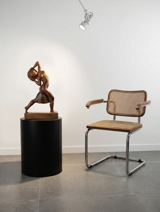 Image 1 of Art Deco Carved Wood Sculpture by Jens Jacob Bregnø, Denmark, 1900s, Signed