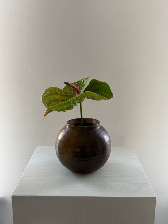 Vintage ronde keramische vaas – Vazen, Ceramic (photo 3 of 6)