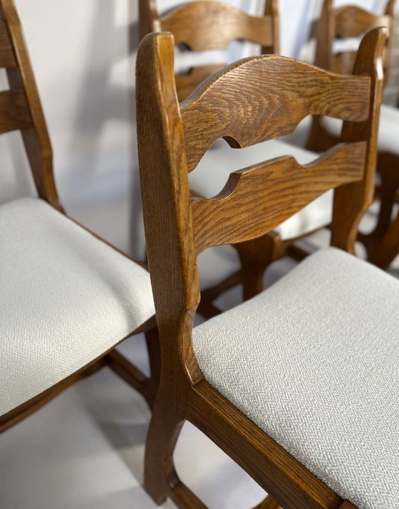 Set van 6 Belgische brutalistische eikenhouten eetkamerstoelen, jaren 70 – Wood (photo 4 of 9)