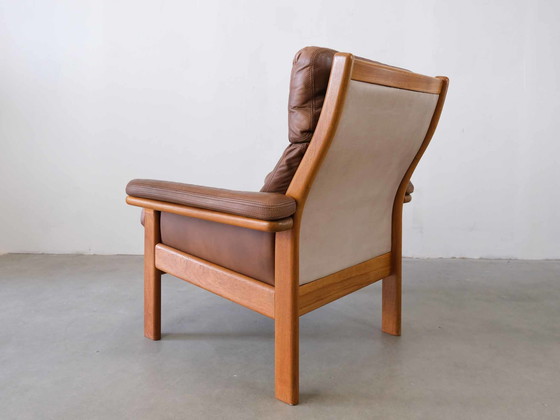 Image 1 of Vintage Danish Leather Chair With Ottomane 