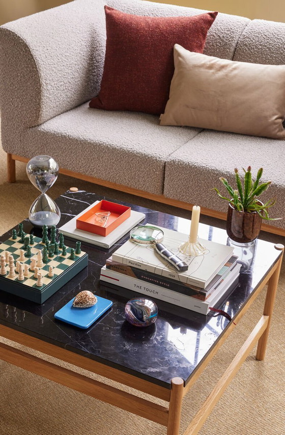 Image 1 of Mesa de centro Hübsch - Diseño escandinavo, mármol negro con madera de roble