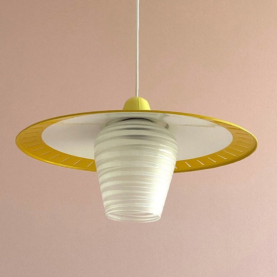 Image 1 of Lampada Mid Century Modern in vetro opalino, design olandese