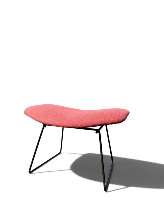Autentica poltrona e poggiapiedi "Bird" di Harry Bertoia per Knoll - Acciaio nero e rosa sbiadito (photo 11 of 12)
