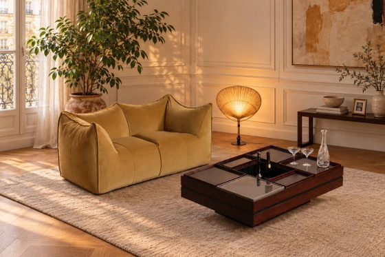 Le Bambole sofa in velvet By Mario Bellini For B&B Italia, 1970s, 2 seaters, Beige, Vintage (photo 15 of 17)