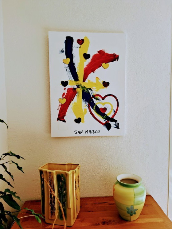 Image 1 of Enzo San Marco - Primaries Love - Kunstenaarsschilderij