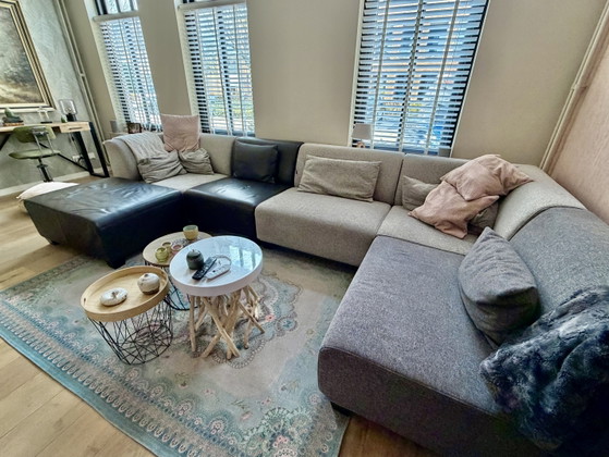 Image 1 of Montèl-Ecksofa – Moncanta-Stoff und Caffè-Leder – sehr guter Zustand