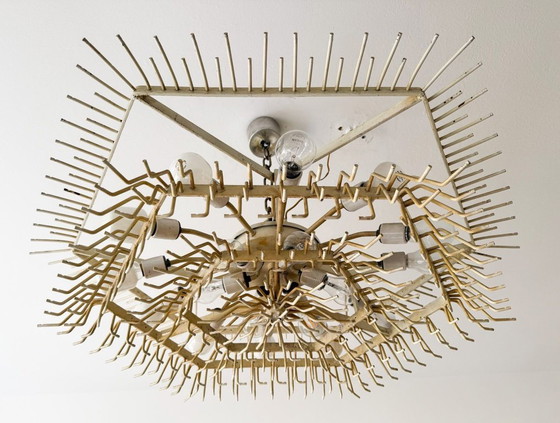 Image 1 of Weelderige kroonluchter van Paolo Venini voor Vivarini, Muranoglas/Prismaglas, Italië, jaren 70, op maat gemaakt