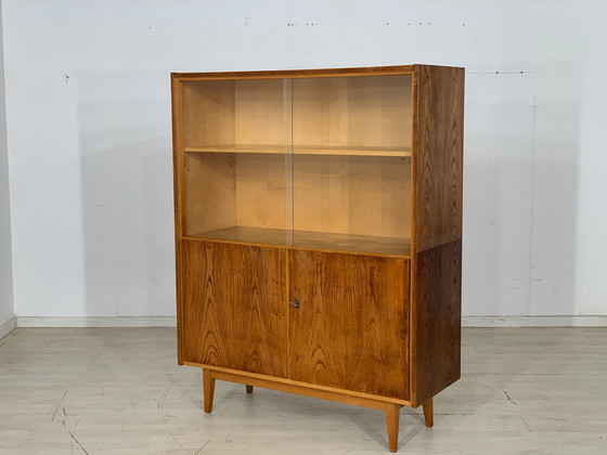 Image 1 of Mid Century hellerau vitrine highboard kast vintage