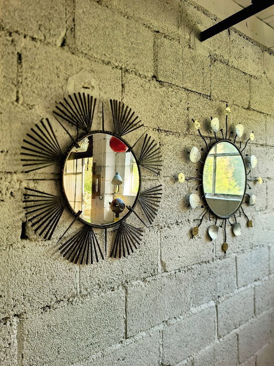 Image 1 of Handgemaakte zonnespiegel - uniek stuk ijzer messing aluminium