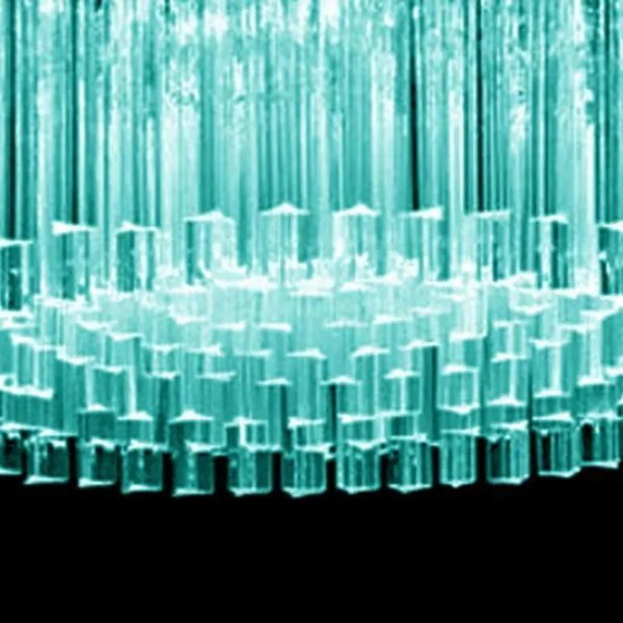 Image 1 of Mid-Century Modern Italiaanse lichtblauwe Triedro "Concava" kroonluchter