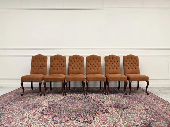 Ensemble de chaises Chesterfield classiques anglaises rembourrées, Chaises de salle à manger, Orange (photo 18 sur 18)