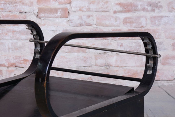 Two Restored Art Deco Reclining Armchairs, By Halabala, UP Závody, Czech. 1920s – Metal, Textile (photo 9 of 15)
