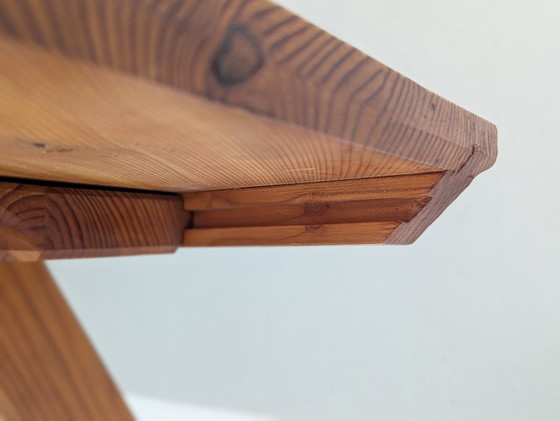 Image 1 of Sculptural Pine Lounge Chair with Table in the Style of Pierre Chapo, France, 1970s