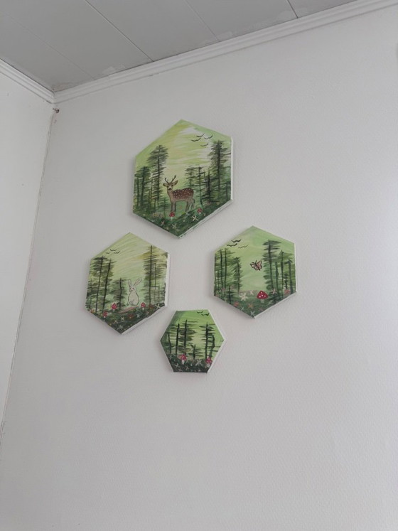 Betoverd Bos – Handgeschilderde Set van 4 – Giclée Prints, Canvas (photo 3 of 5)
