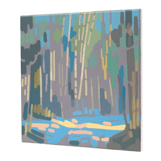 Image 1 of Peinture représentant un reflet du soleil, pièce unique peinte à la main, nature, paysage, peinture acrylique 40x40cm