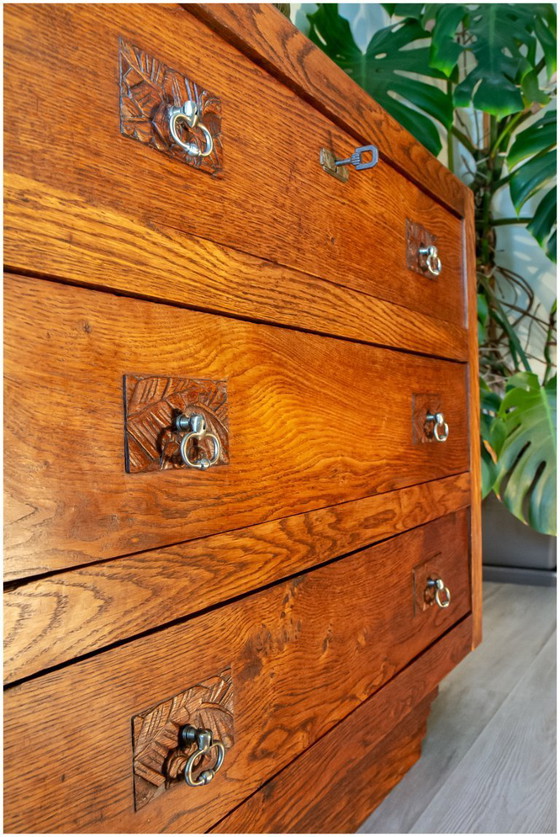 Image 1 of Commode année 50 Art Déco, chêne 