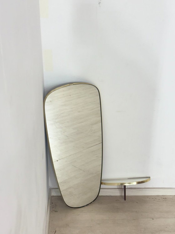 Image 1 of Espejo Johansen Copenhagen con consola / Espejo de pared de mediados de siglo / Diseño danés de los años 60